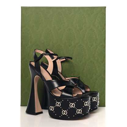 Gucci Malaga Kid Interlocking G Studs 155mm Platform Sandals 36 Perfect Black 9 of 9