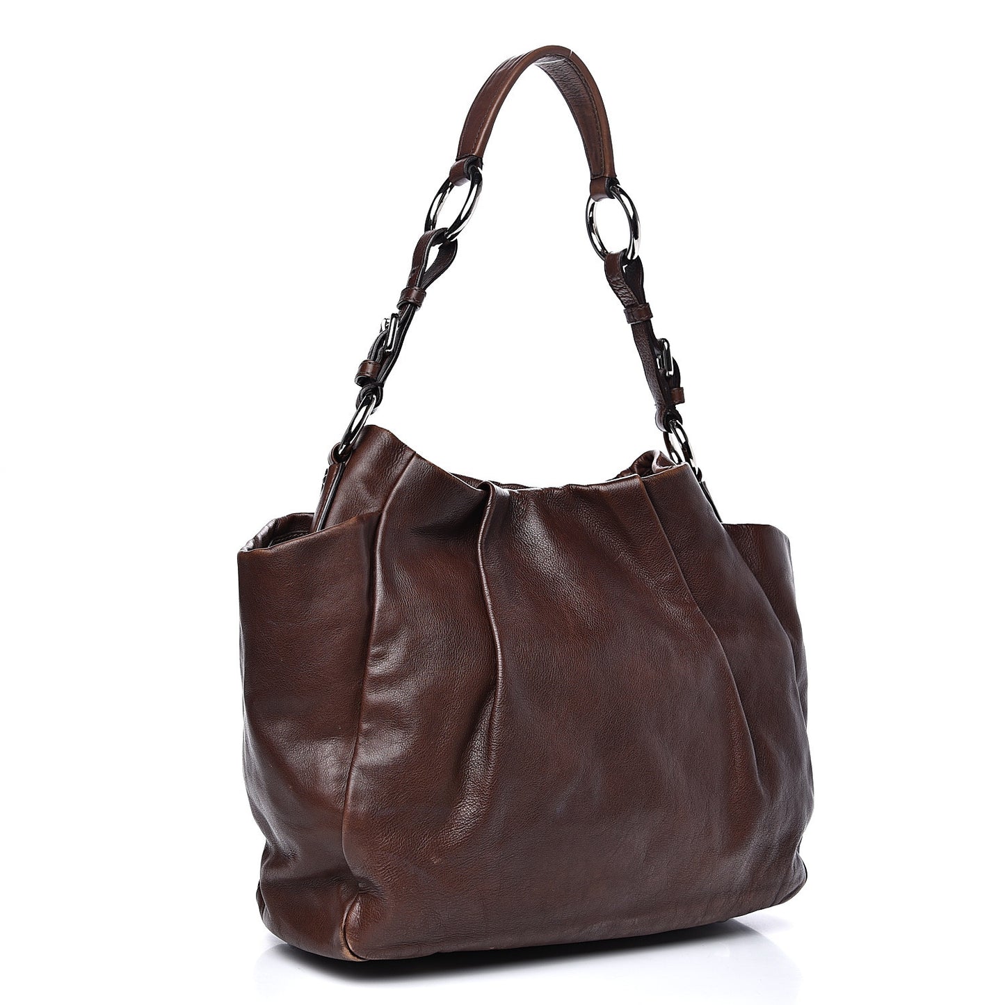 Soft Calf Pleated Two Pocket Hobo Bruciato