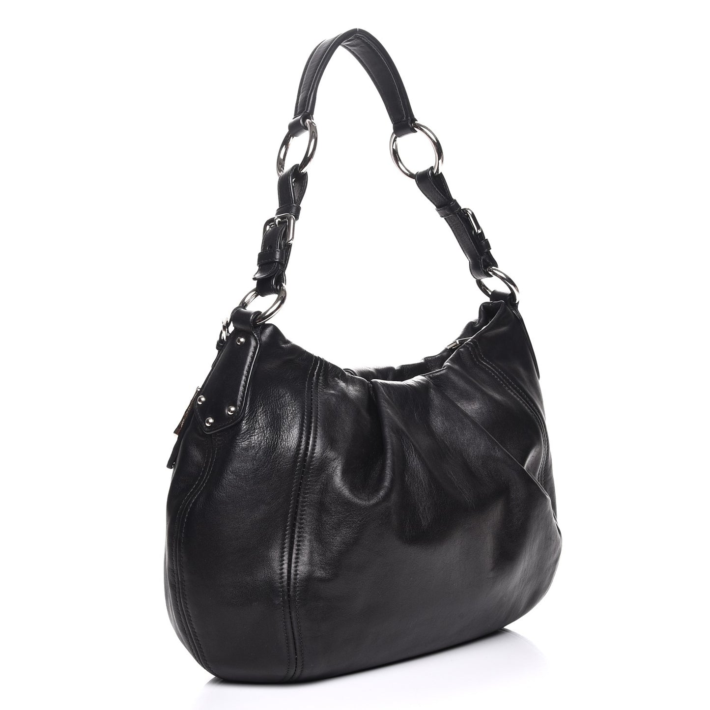 Soft Calf Pleated Hobo Nero Black