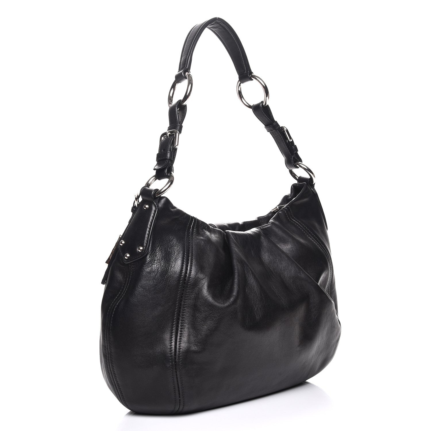 Prada Soft Calf Pleated Hobo Nero Black 3 of 8