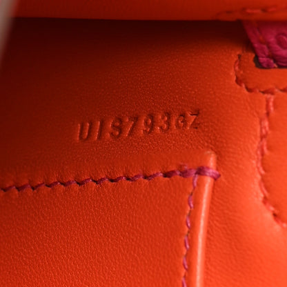 Hermes Ostrich Horseshoe Kelly Sellier Mini 20 Rose Pop Orange Poppy 7 of 11