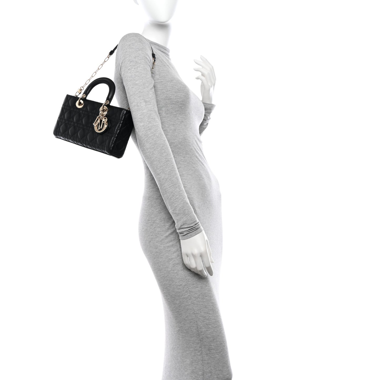 Lambskin Cannage Medium Lady D-Joy Black