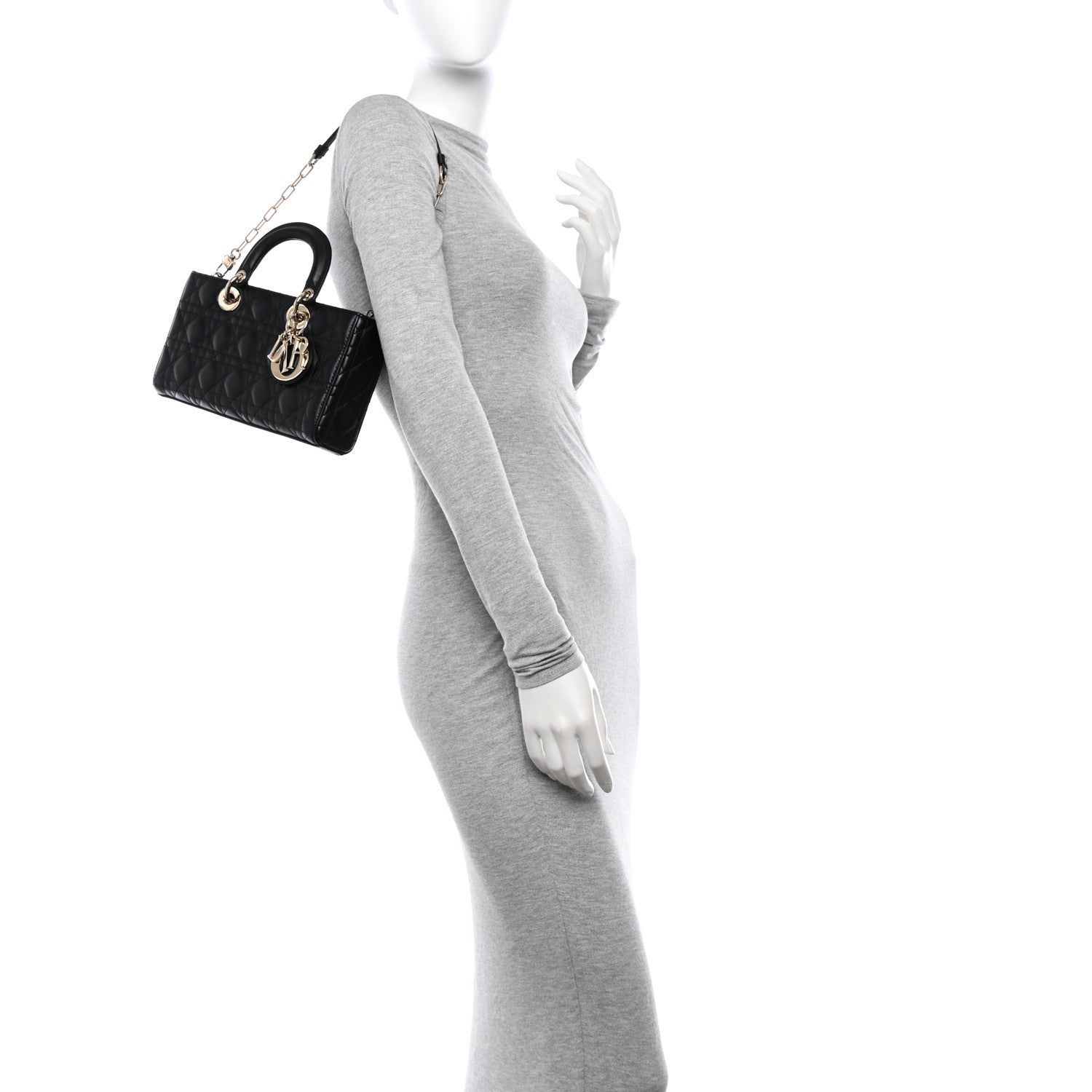 Christian Dior Lambskin Cannage Medium Lady D-Joy Black 2 of 10