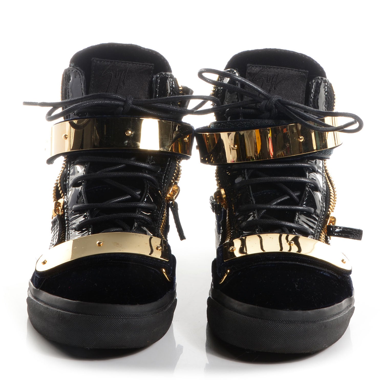 FASHIONPHILE GIUSEPPEZANOTTIPatentVelvetCobySneakers40BlackNavy 2 of 7