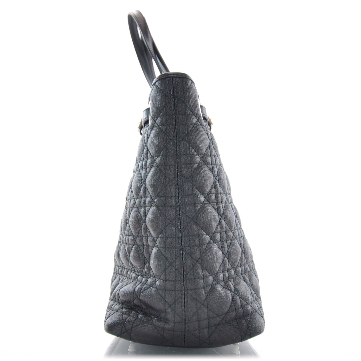 Christian Dior Coated Canvas Cannage Medium Panarea Tote Black 4 of 14