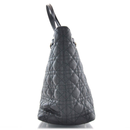 Christian Dior Coated Canvas Cannage Medium Panarea Tote Black 4 of 14