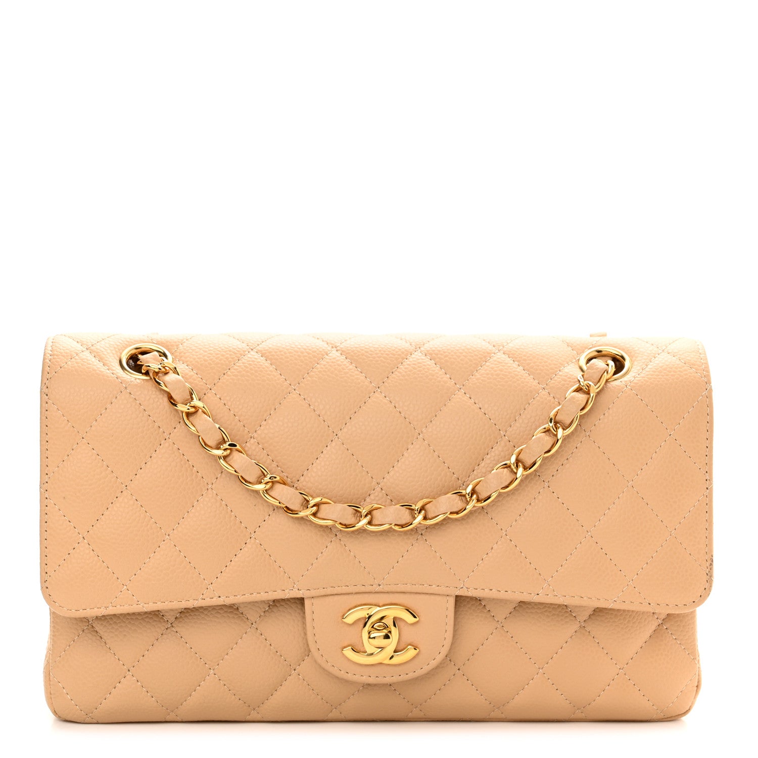 Chanel Caviar Quilted Medium Double Flap Light Beige 1 of 11
