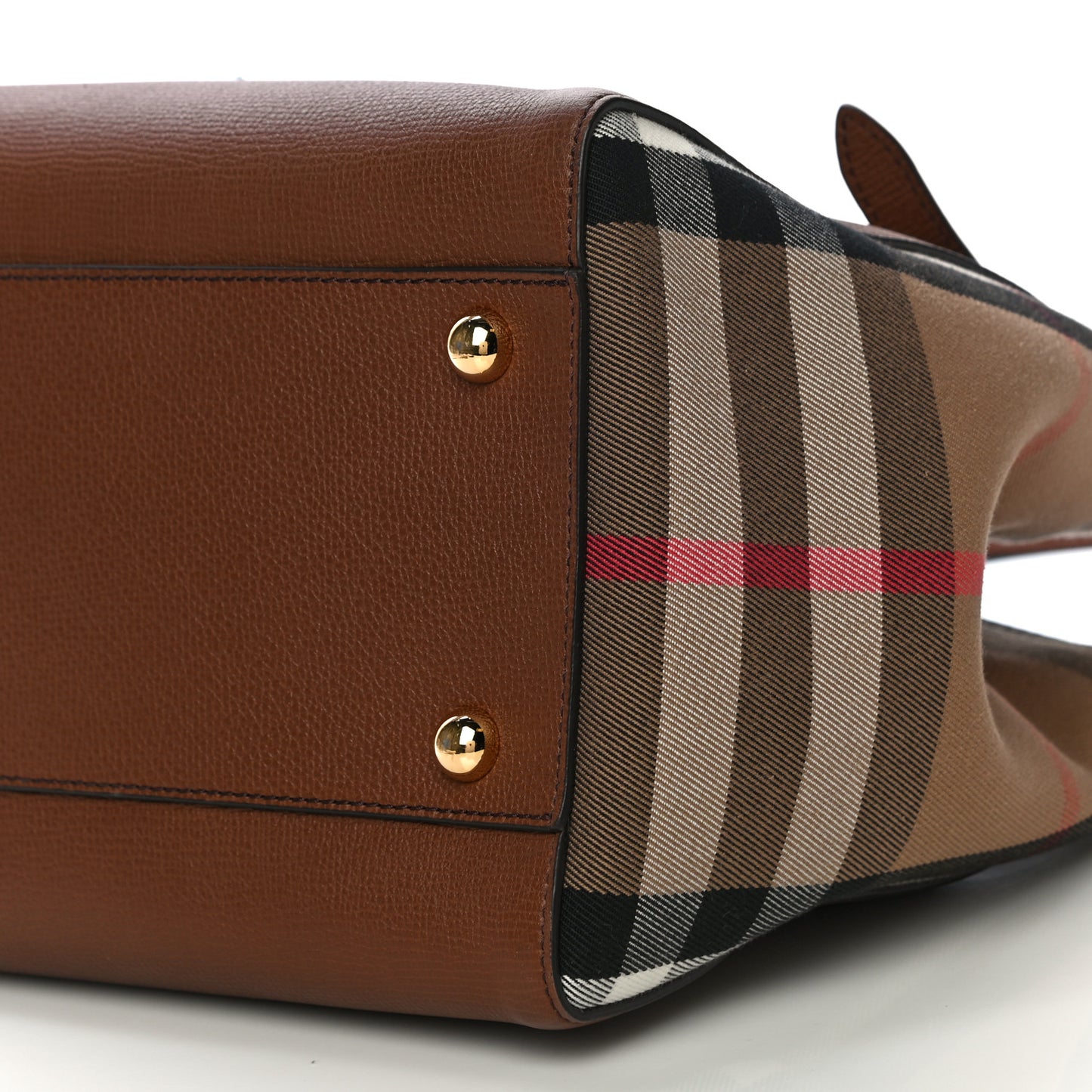 Grainy Calfskin House Check Small Canterbury Tote Tan