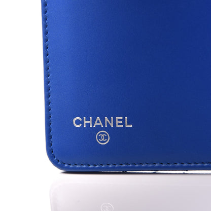 Chanel Caviar Chevron Quilted Yen Wallet Bright Blue 6 of 9
