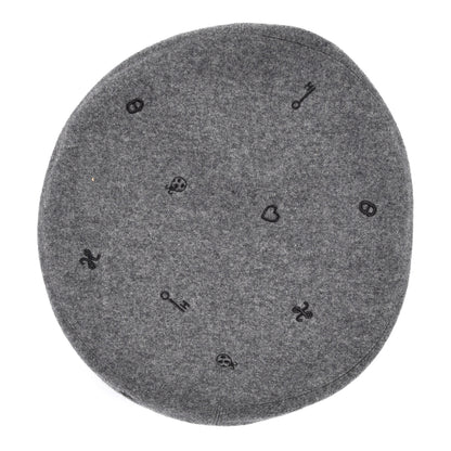 Hermes Cashmere Lambskin Saint-Honore Charms Beret 57 Charbon 3 of 7