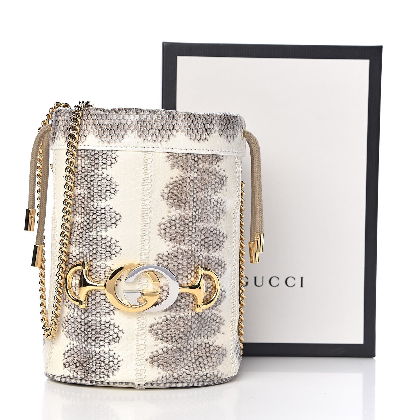 Snakeskin Mini Zumi Bucket Bag Grey