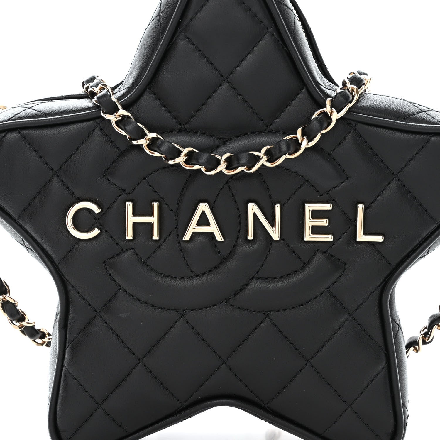 Chanel Lambskin Quilted Walk of Fame Star Bag Black 8 of 11