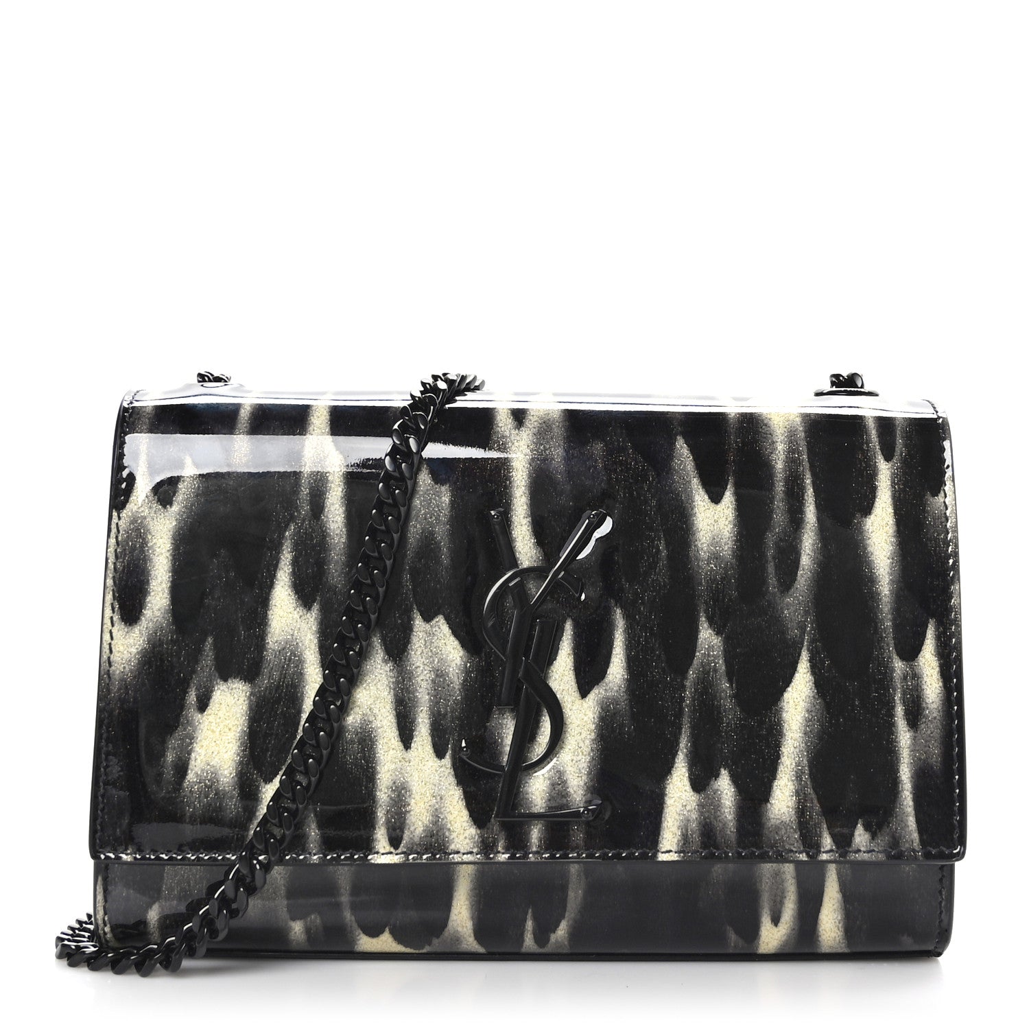 Saint Laurent Patent Small Monogram Kate Satchel Black Ivory Gold 1 of 8