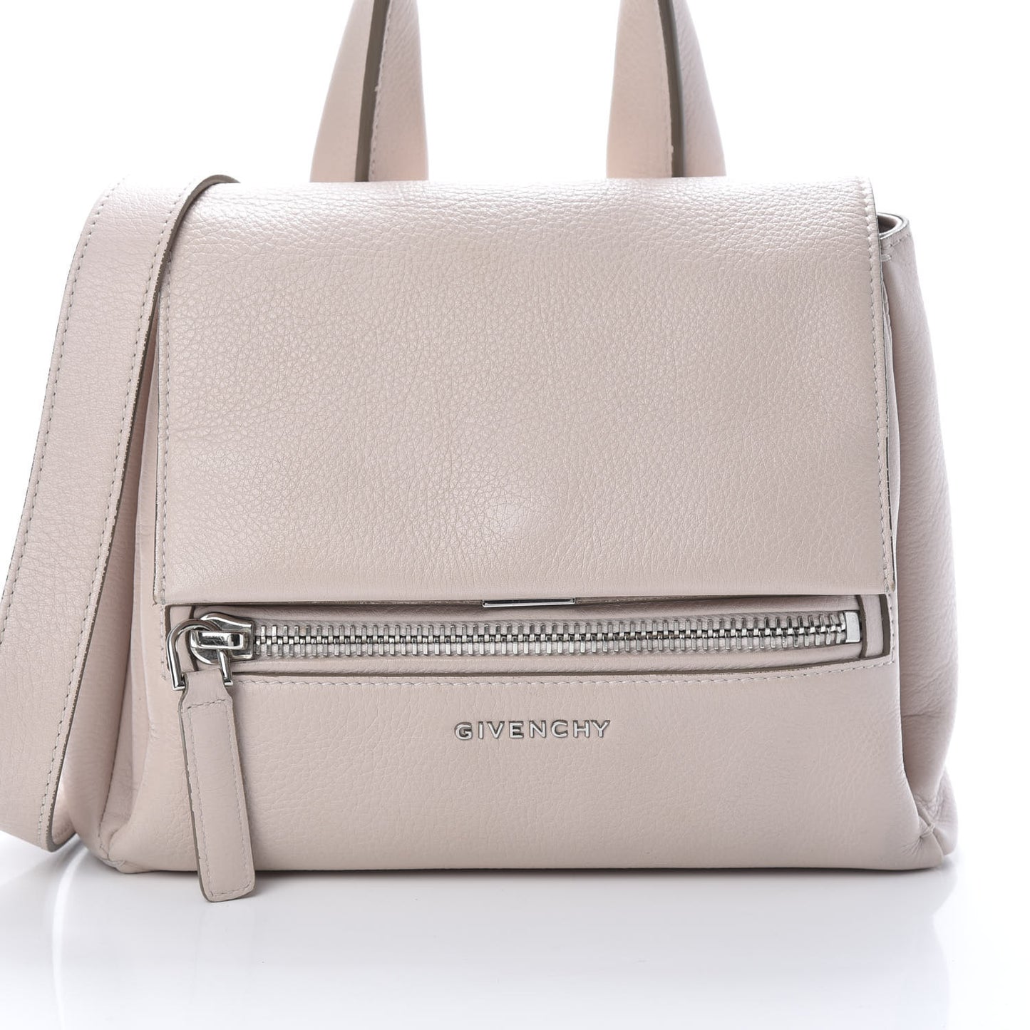 Waxy Grained Calfskin Small Pandora Pure Flap Bag Nude Pink