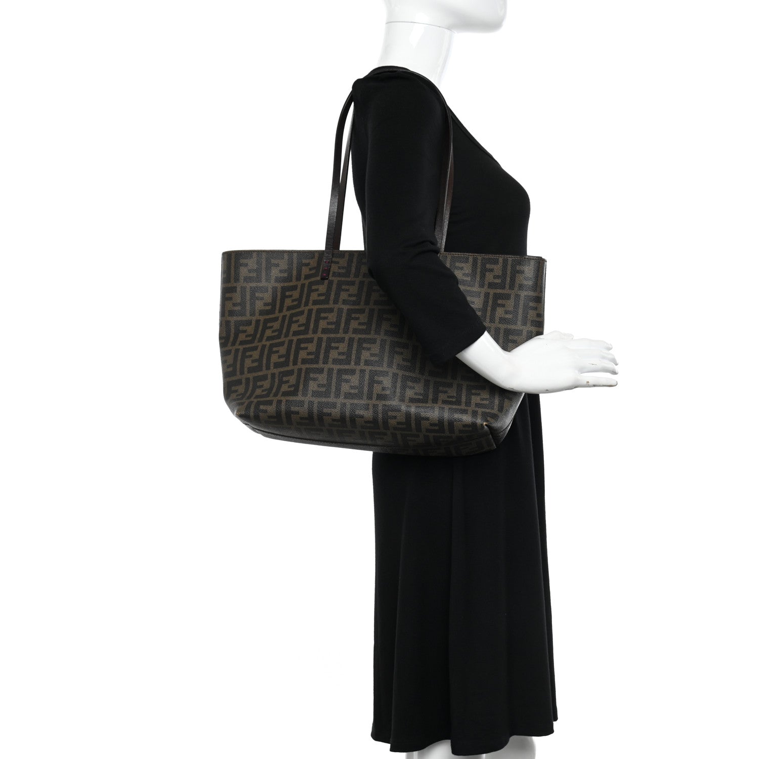 Fendi Zucca Spalmati Medium Roll Tote Tobacco Fuxia 2 of 10