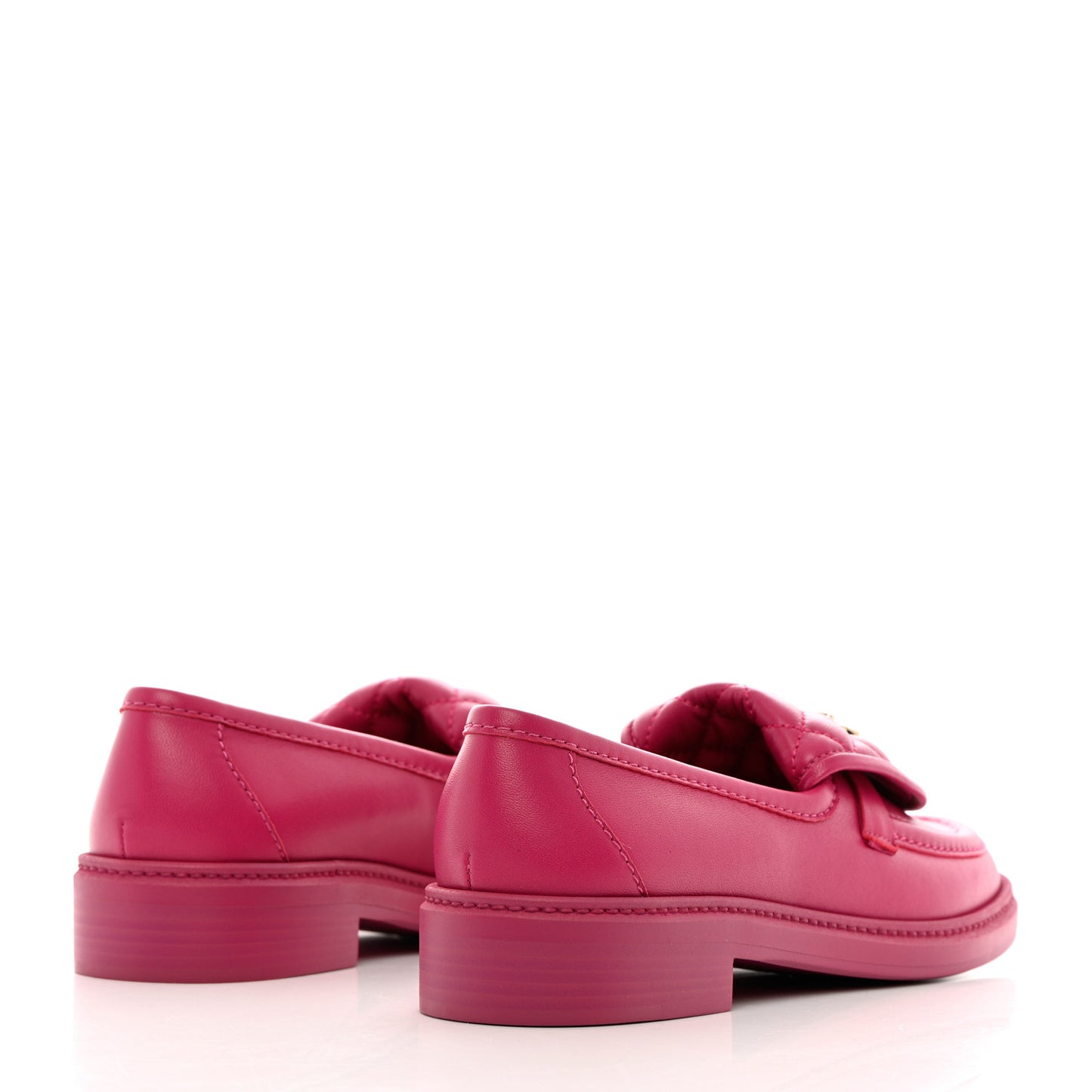 Lambskin Quilted CC Turnlock Loafers 37.5 Fuchsia