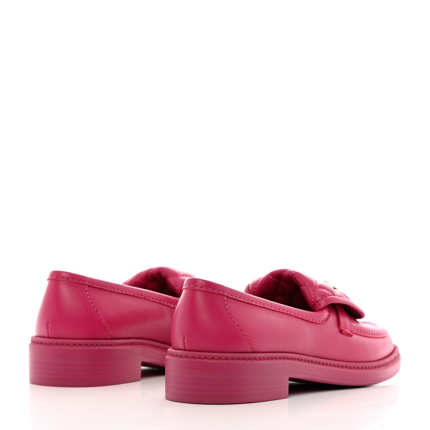 Chanel Lambskin Quilted CC Turnlock Loafers 37.5 Fuchsia 4 of 12