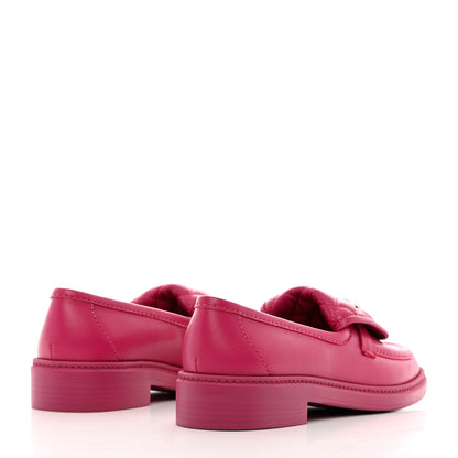 Chanel Lambskin Quilted CC Turnlock Loafers 37.5 Fuchsia 4 of 12
