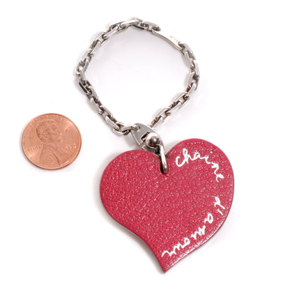Hermes Chevre Chaine D'Amour Heart Key Chain Rouge Vif Orange 2 of 4