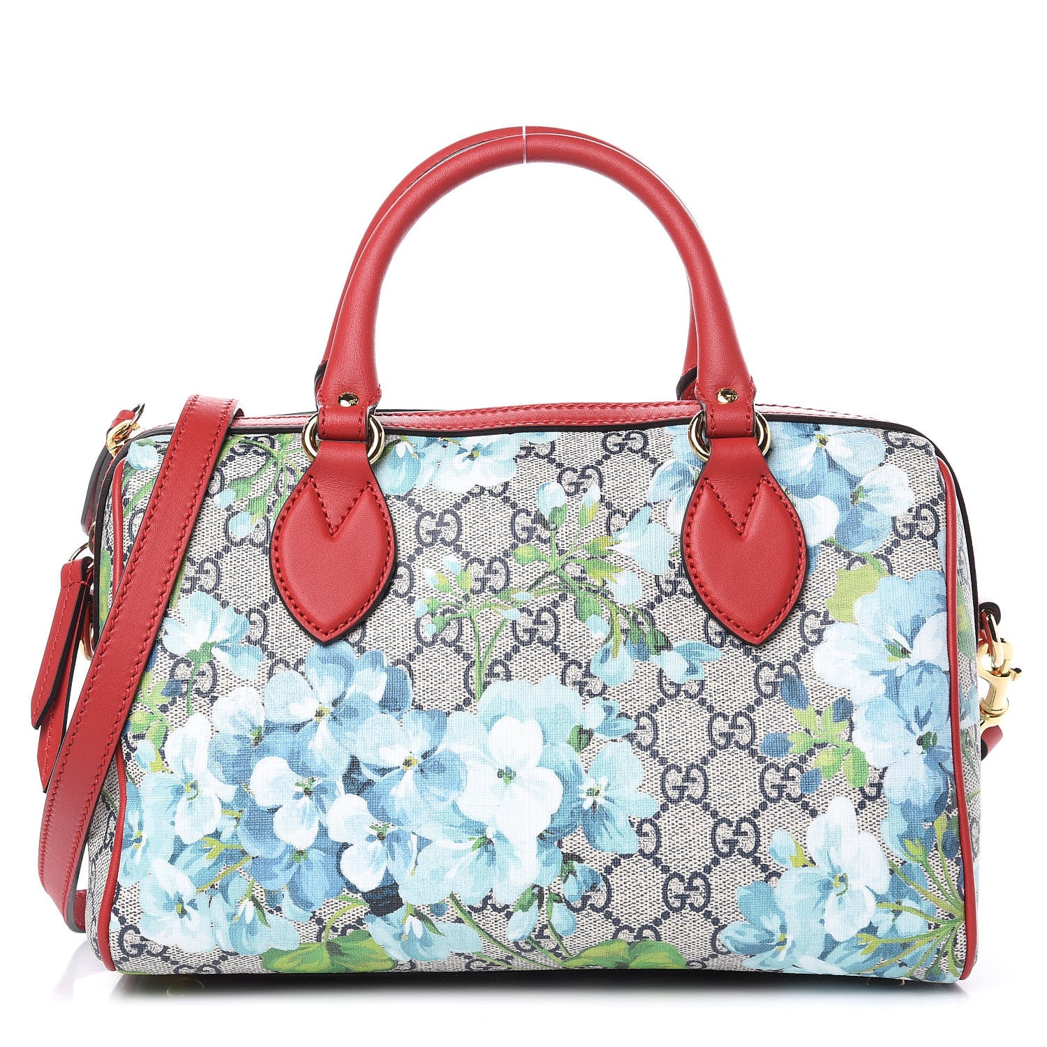 Gucci GG Supreme Monogram Blooms Small Boston Beige Blue Navy Hibiscus Red 1 of 9
