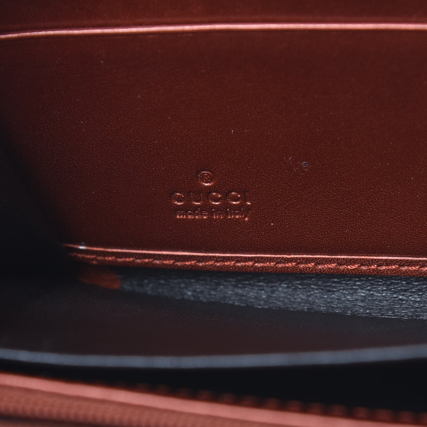 Metallic Microguccissima Sukey Zip Around Wallet Burnt Orange
