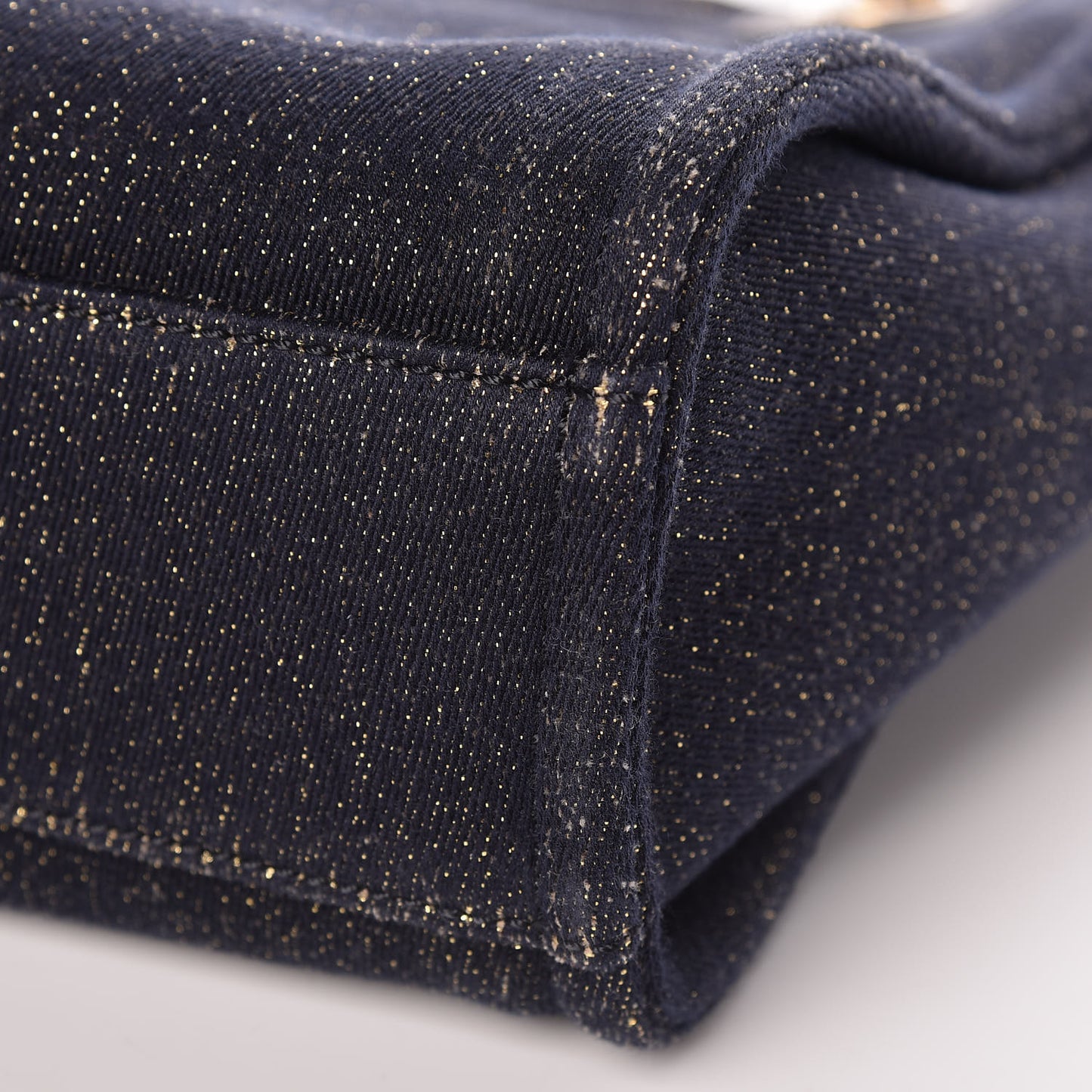 Lurex Canvas Mini Deauville Tote Navy Blue Gold