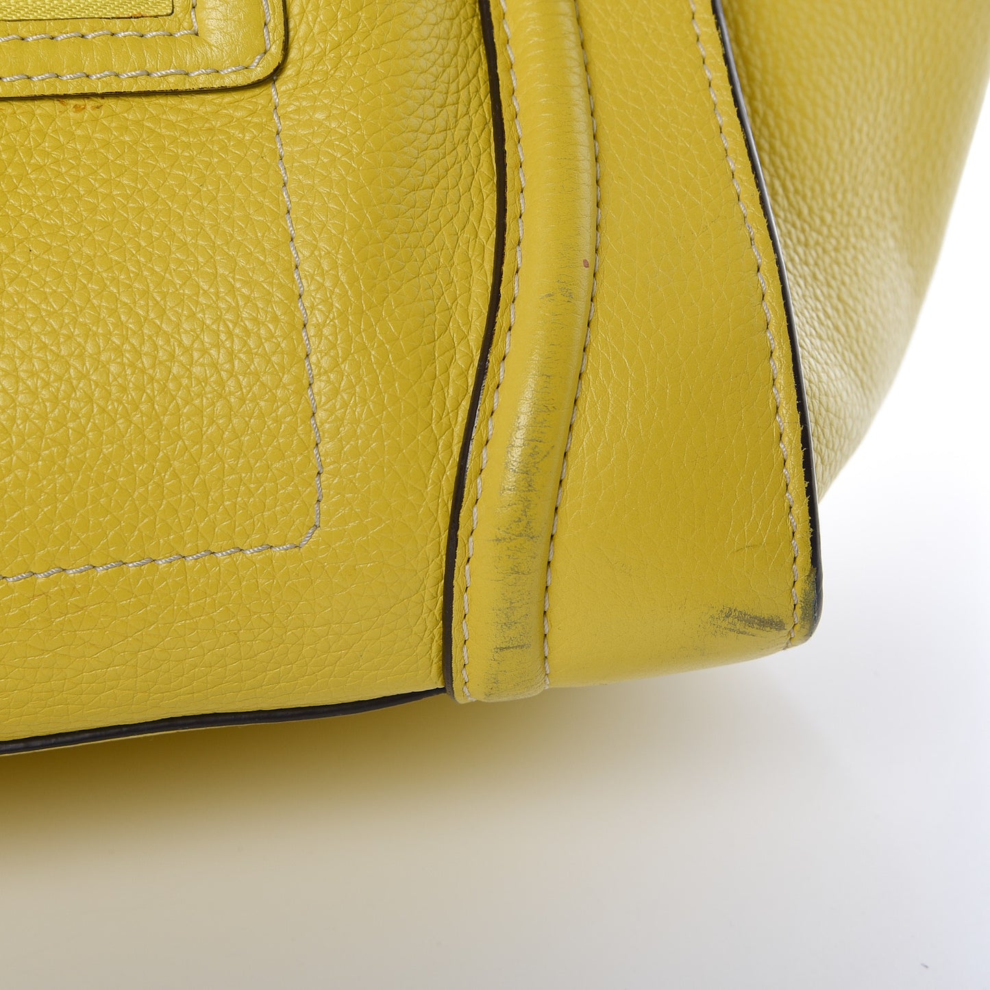 Drummed Calfskin Mini Luggage Citron