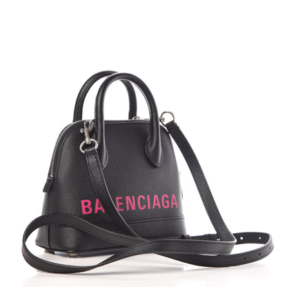 Balenciaga Signature Grained Calfskin Logo XXS Ville Top Handle Bag Black Rose Shocking 3 of 10