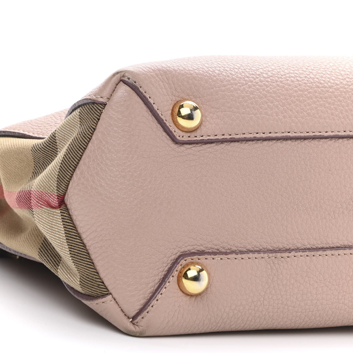 Grainy Calfskin House Check Small Banner Tote Nude Blush