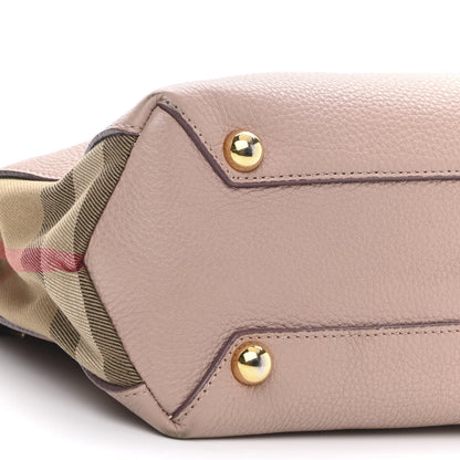 Burberry Grainy Calfskin House Check Small Banner Tote Nude Blush 9 of 15