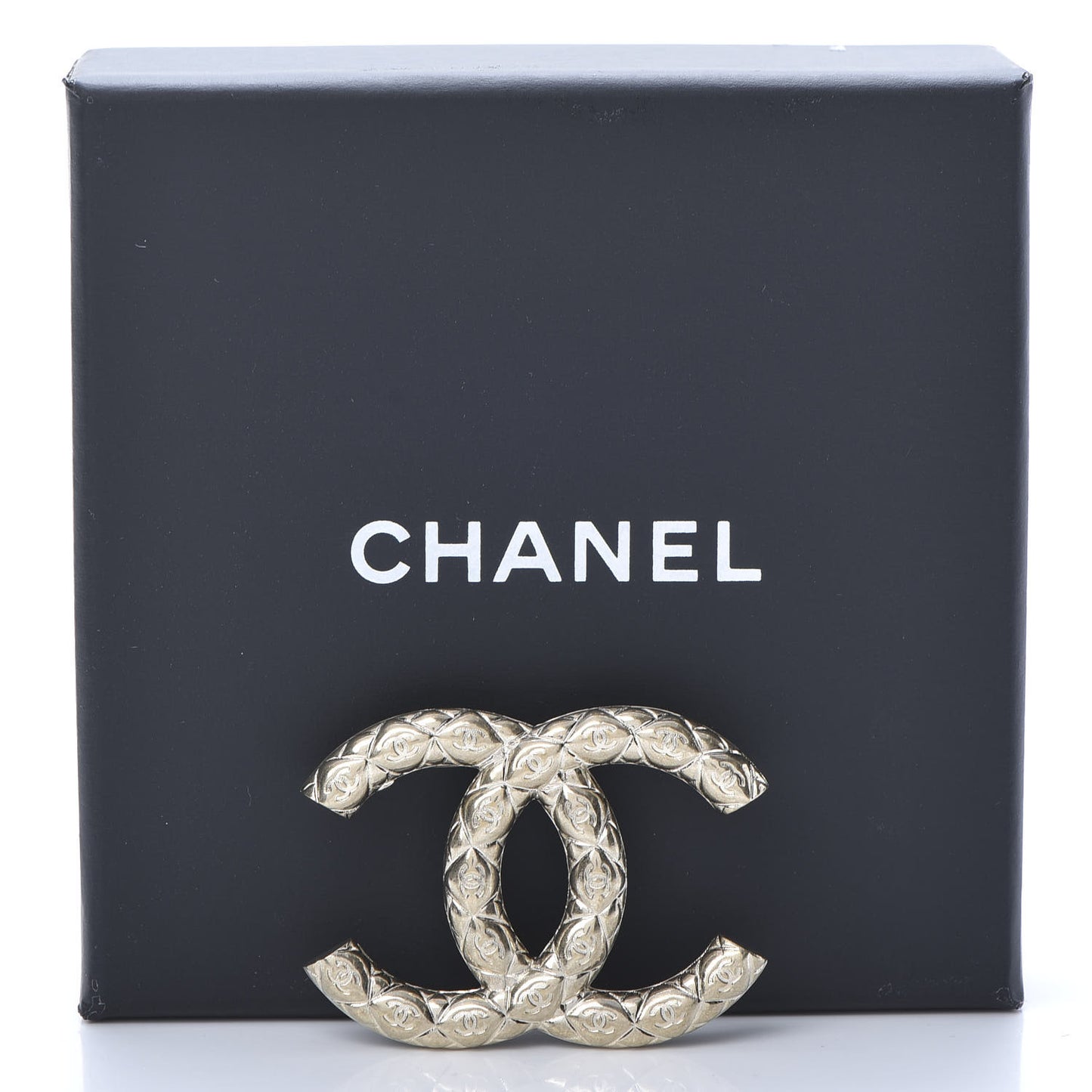 Metal CC Diamond Quilted Brooch Light Gold