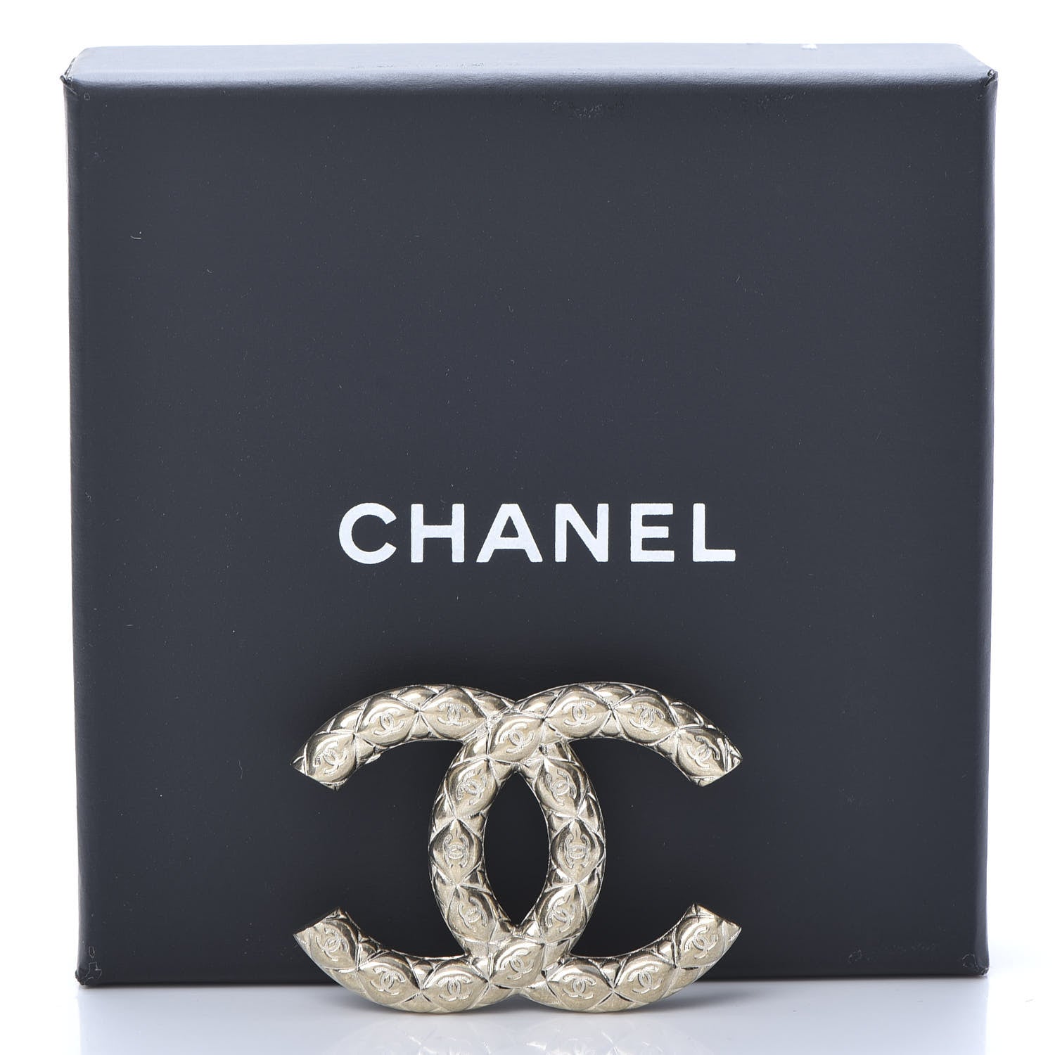 Chanel Metal CC Diamond Quilted Brooch Light Gold 5 of 5