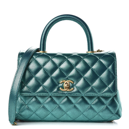Chanel Metallic Caviar Quilted Mini Coco Handle Flap Blue 1 of 9
