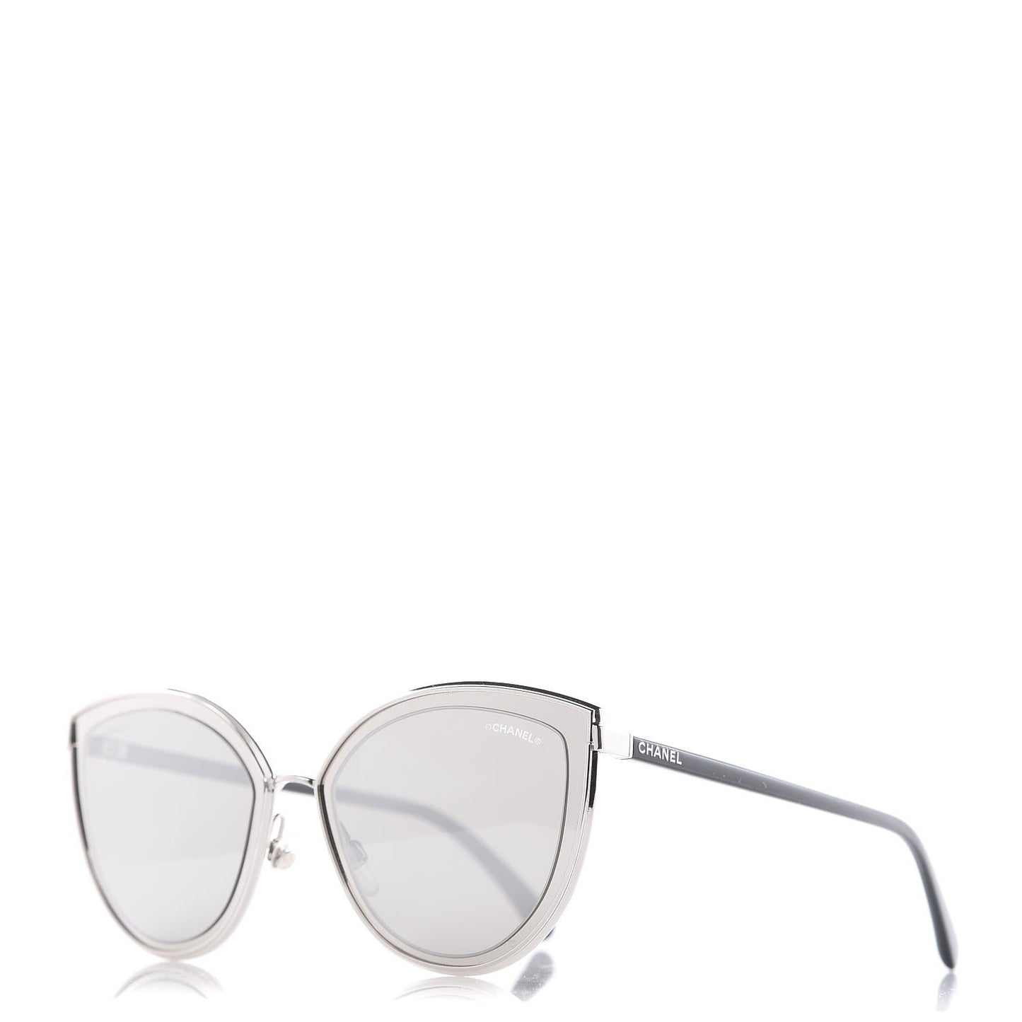 Metal Cat Eye Sunglasses 4222 Silver Black