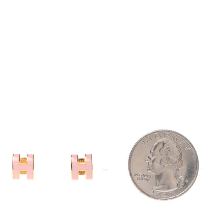 Hermes Gold Lacquered Mini Pop H Earrings Rose Dragee 3 of 7