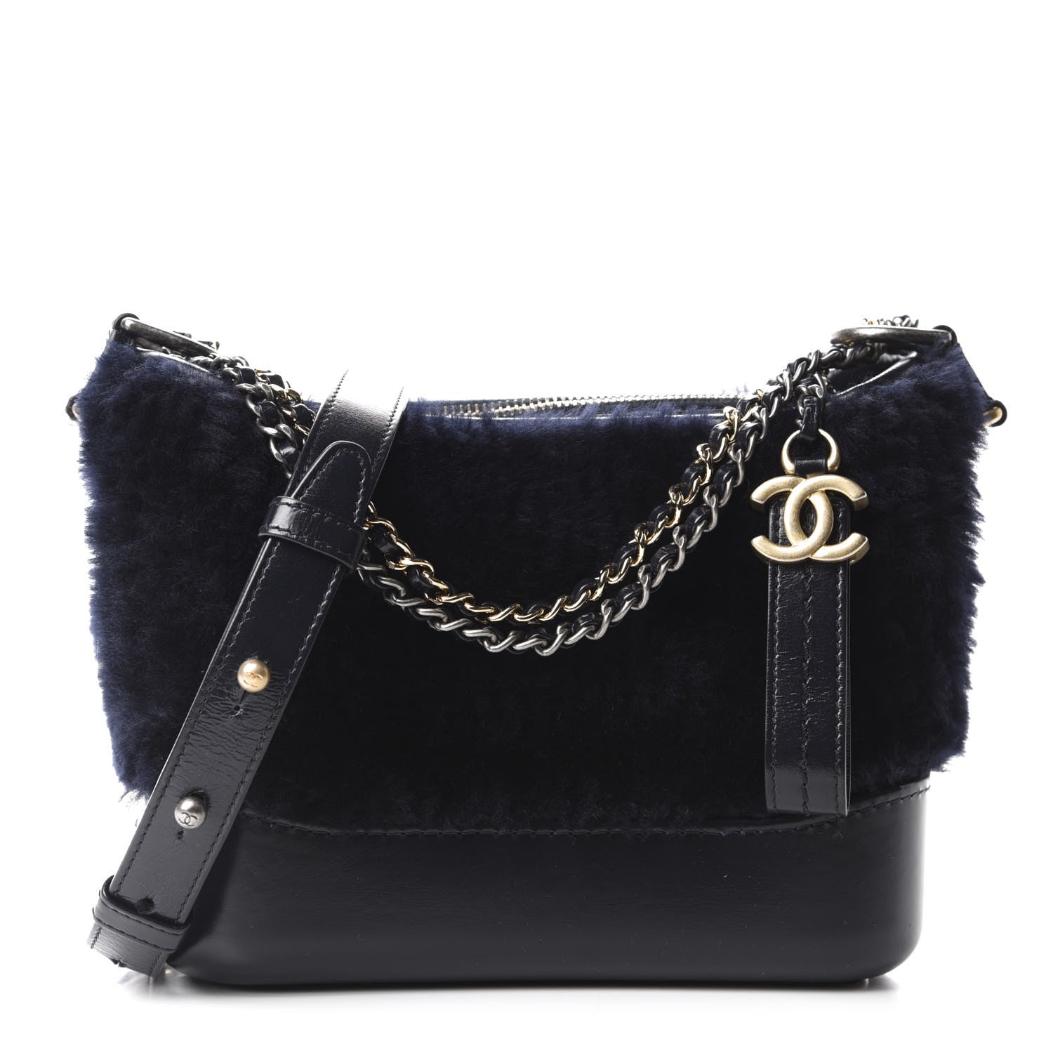 Chanel Shearling Small Gabrielle Hobo Navy 1 of 10