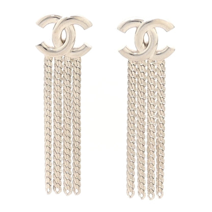 Chanel Metal Chain CC Drop Earrings Silver 1 of 5
