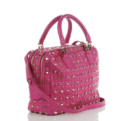 Versace Nappa Barocco Quilted Studded Vanitas Demetra Fuchsia 3 of 7