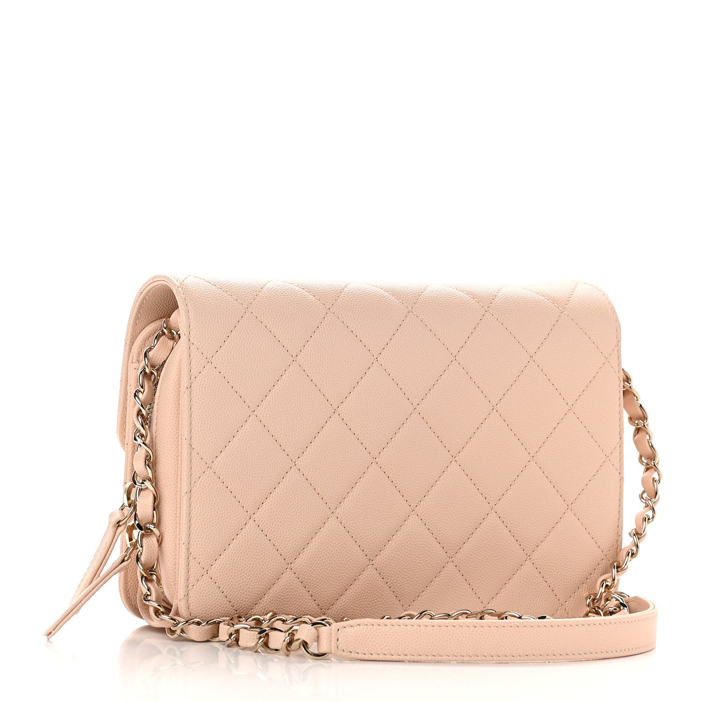 Caviar Quilted Large Like A Wallet Flap Light Beige