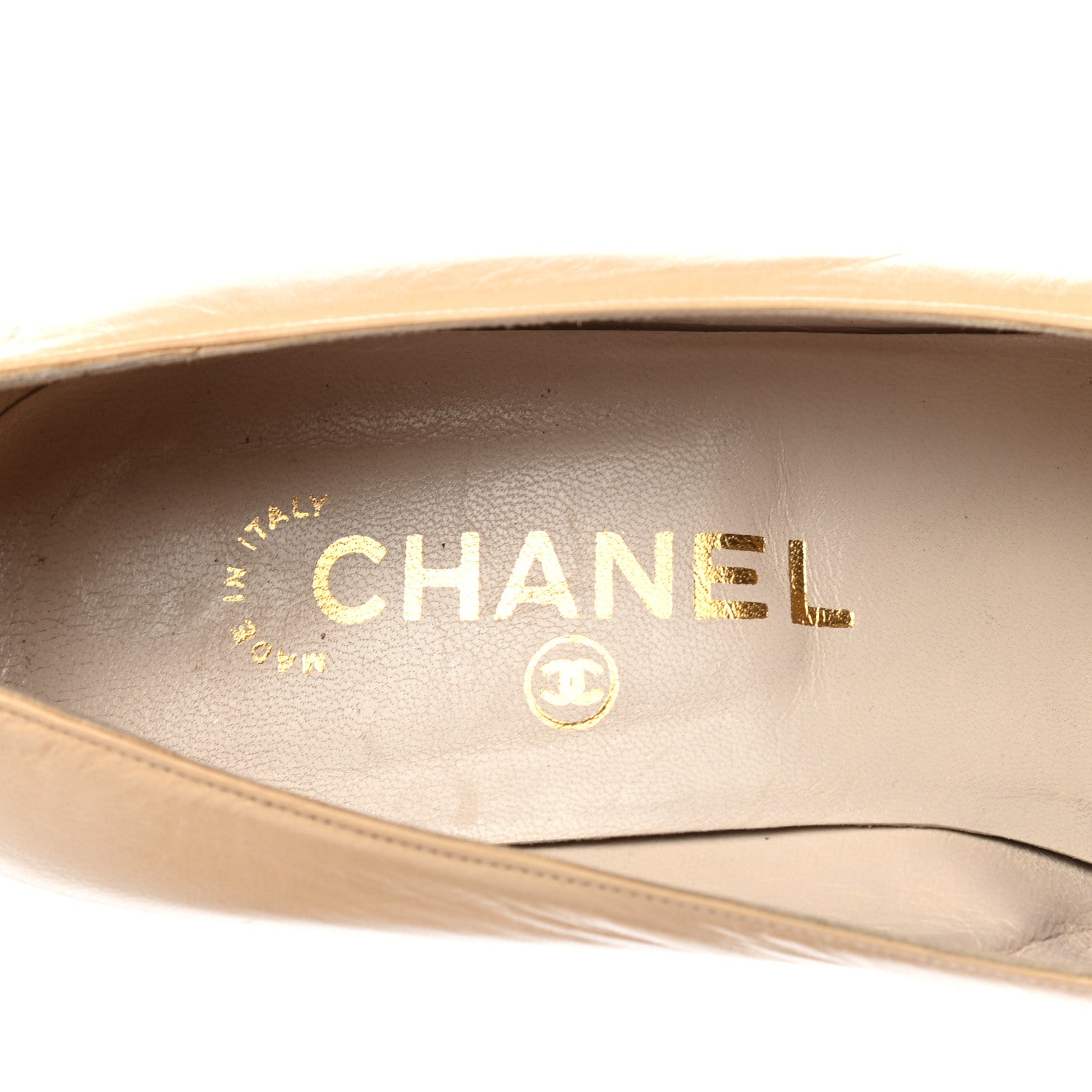 Chanel Lambskin Cap Toe CC Pumps 39 Beige Black 7 of 8