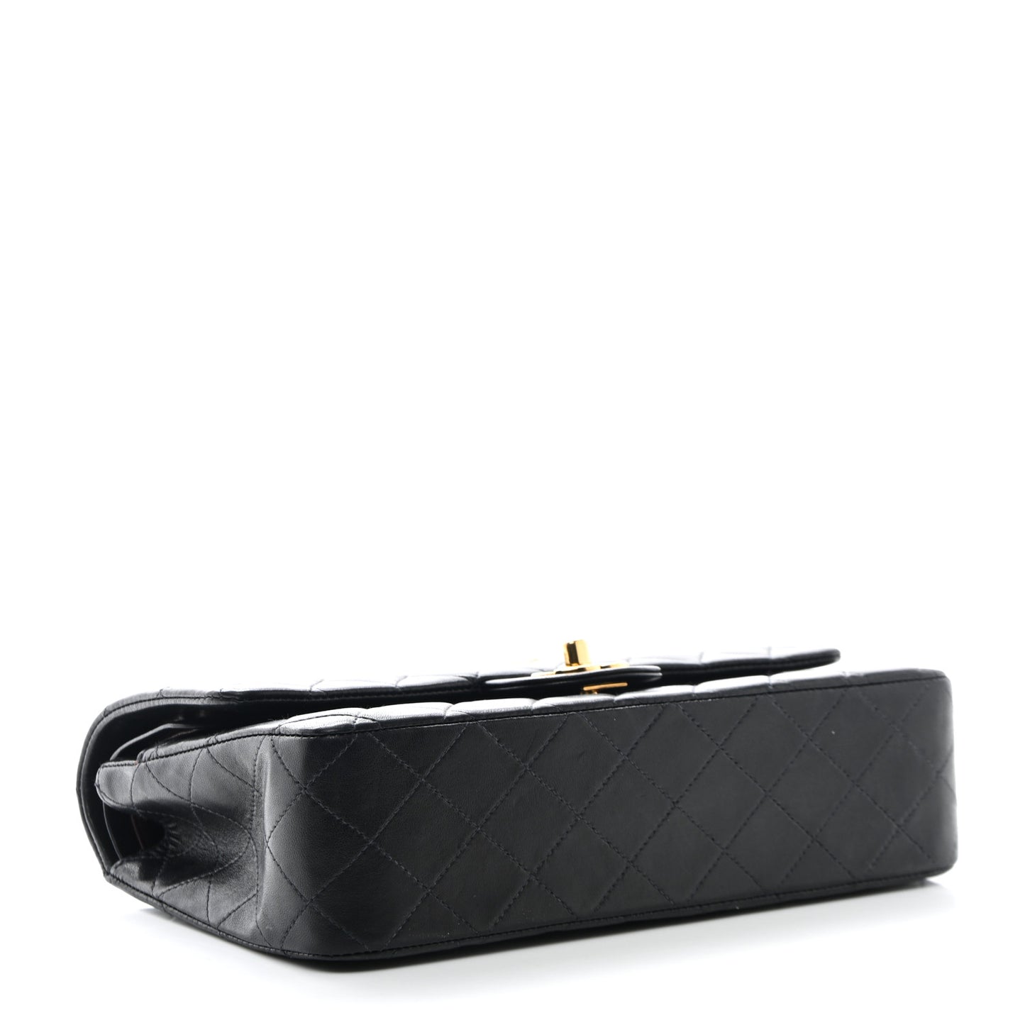 Lambskin Quilted Medium Double Flap Black