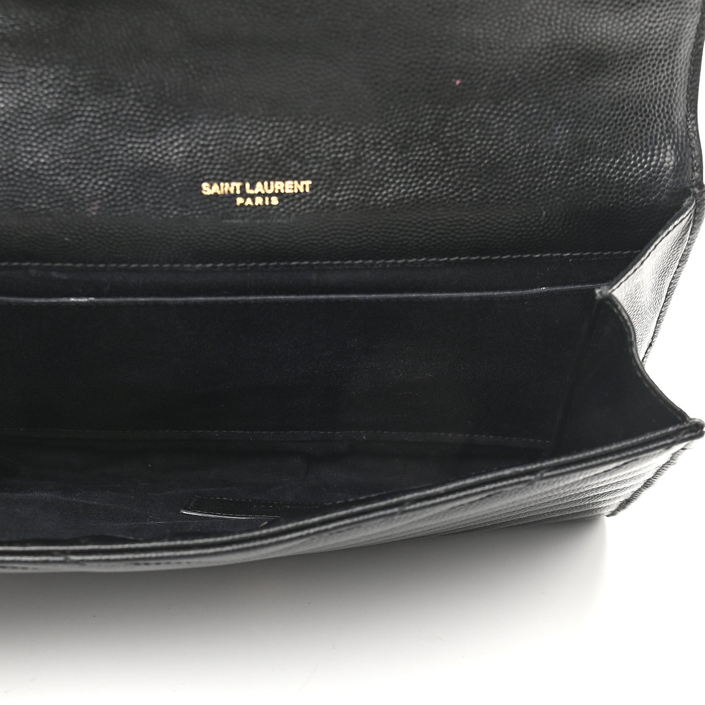 Grain De Poudre Matelasse Chevron Monogram Envelope Clutch Black