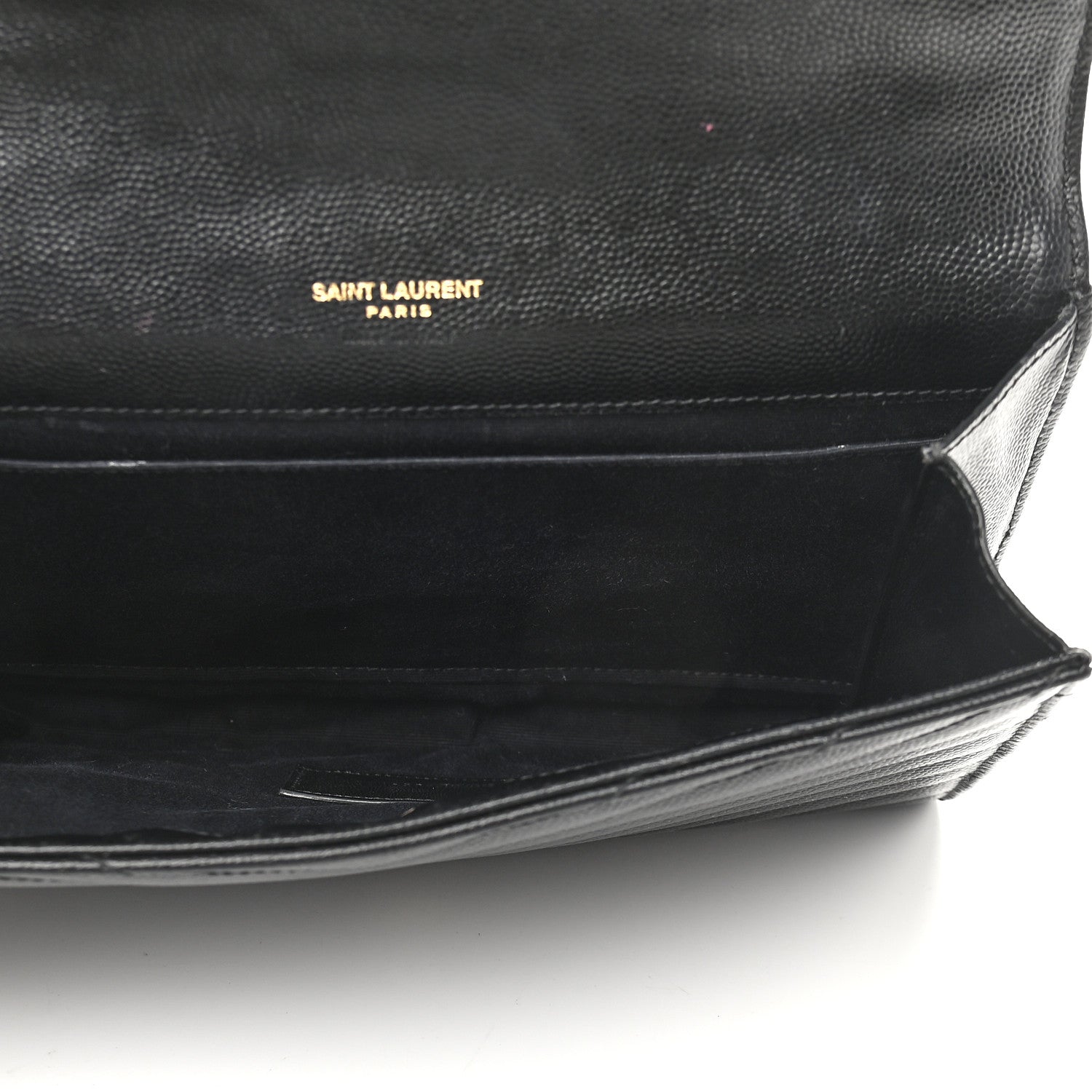 Saint Laurent Grain De Poudre Matelasse Chevron Monogram Envelope Clutch Black 5 of 10