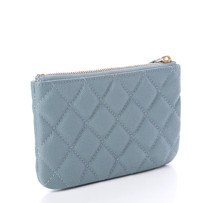 Chanel Iridescent Caviar Quilted Small Cosmetic Case Light Blue 2 of 6