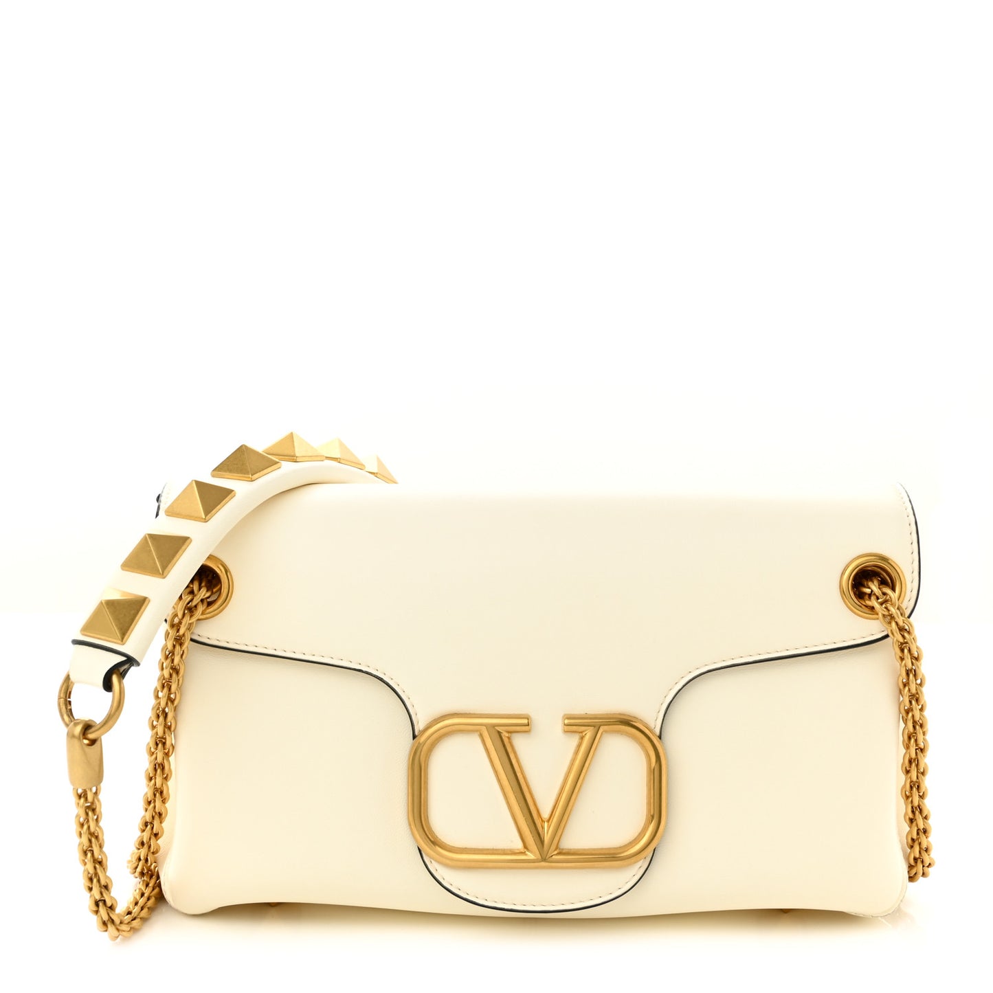 Nappa Stud Sign Shoulder Bag Ivory