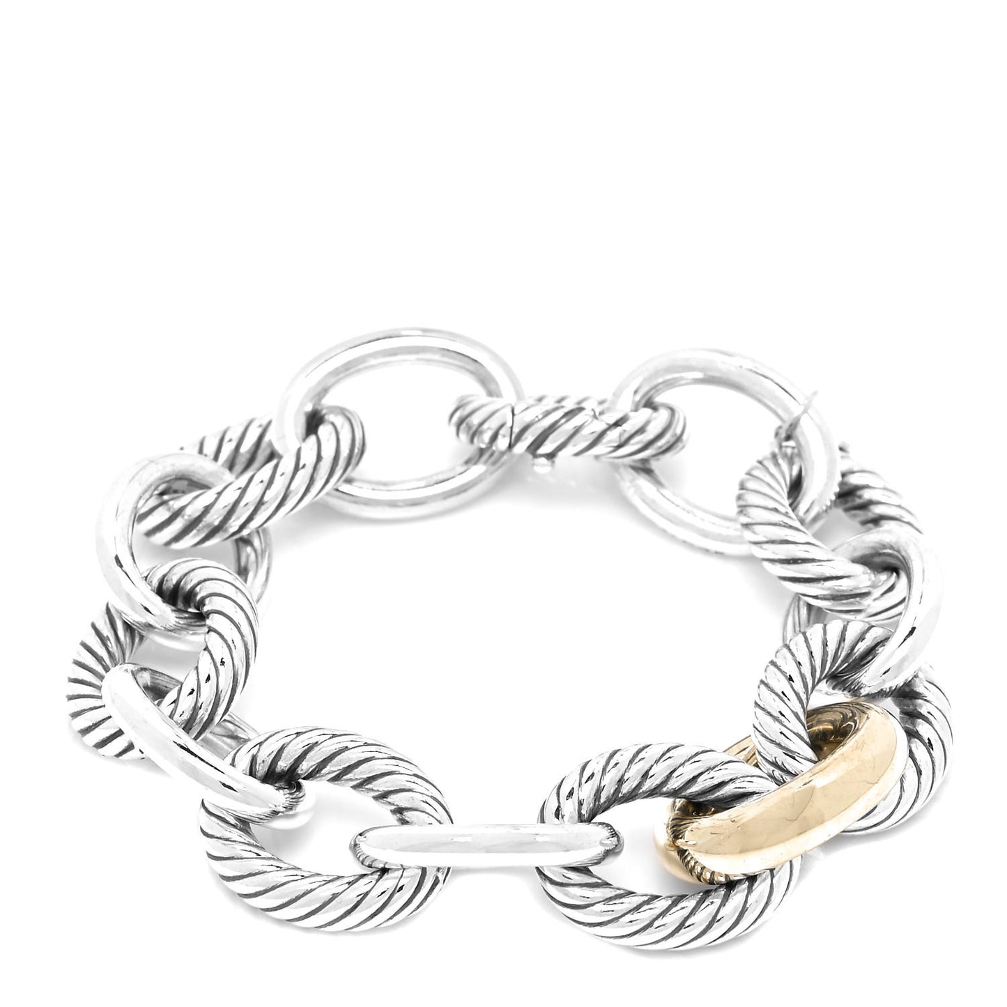 Sterling Silver 18K Yellow Gold 19mm Extra Large Oval Link Bracelet