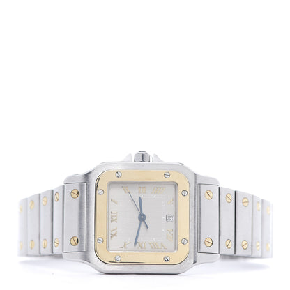 Cartier Stainless Steel 18K Yellow Gold 29mm Santos De Cartier Galbee Quartz Watch Silver 3 of 6