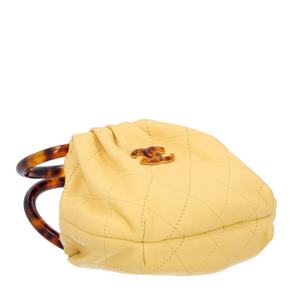 Chanel Lambskin Plexiglass Tortoise Shell Quilted Mini Pouch Yellow 4 of 10