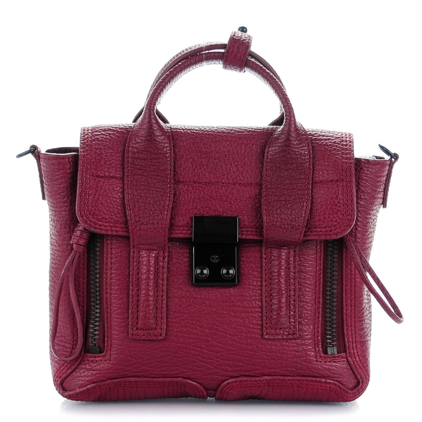 3.1 Textured Calfskin Mini Pashli Satchel Oxblood
