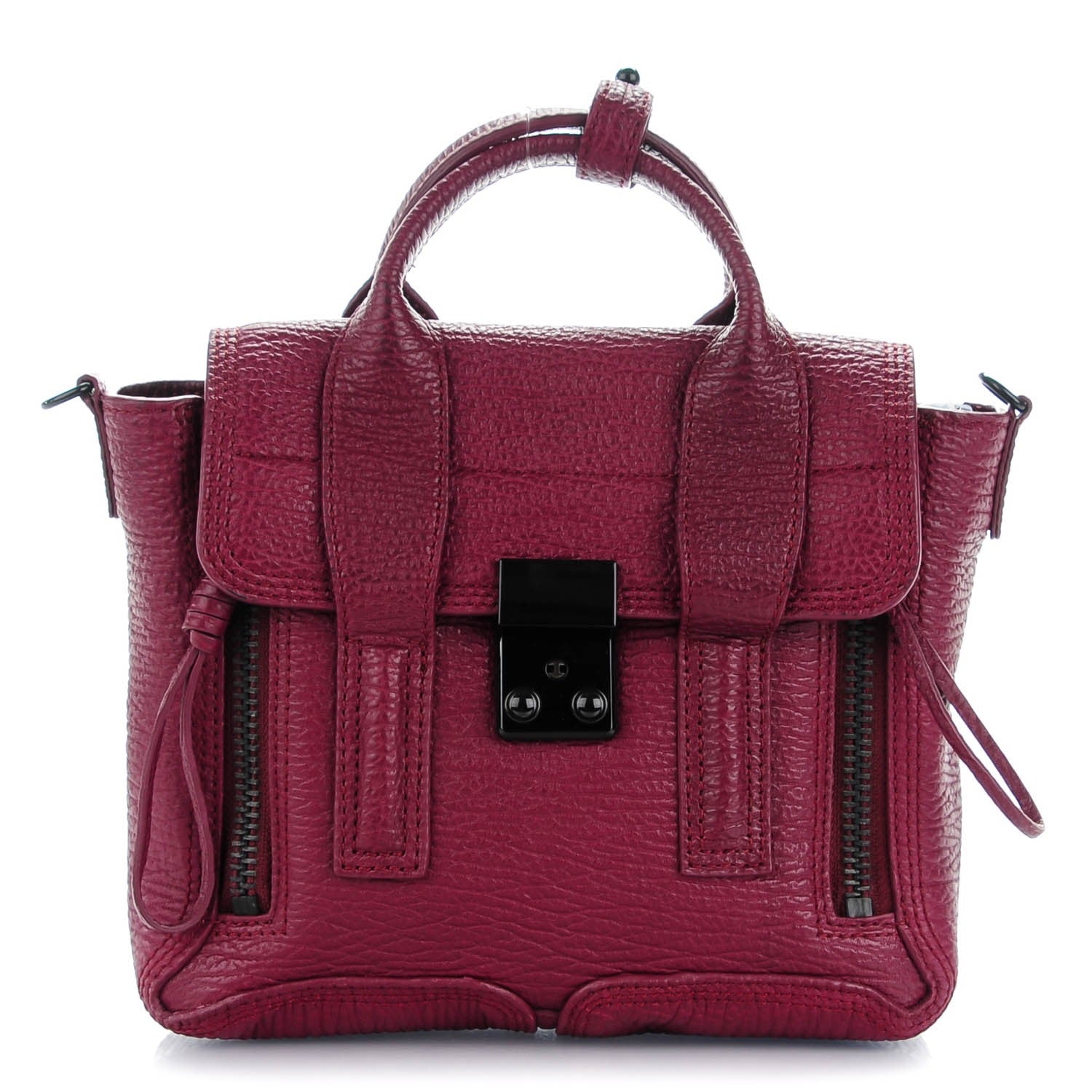 3.1 Phillip Lim 3.1 Textured Calfskin Mini Pashli Satchel Oxblood 1 of 7